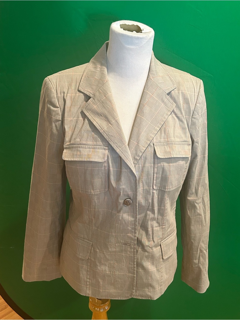 Etcetera Light Beige Windowpane Blazer